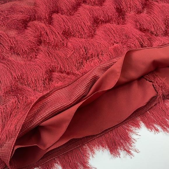 River Island Women's Rust Orange Fringe Mini Skirt Size US 14, New with Tags! - Picture 4 of 8